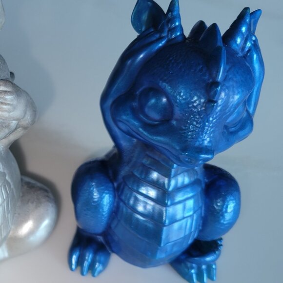 DRAGON TRIO Resin Figurines red white blue NEW Hear See Speak No Evil Handmade - Picture 3 of 6